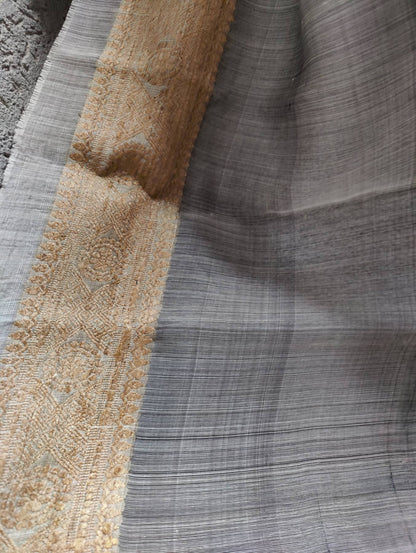 GREY KESA PAT BY KESA PAT PURE HANDLOOM ASSAMESE SAREE