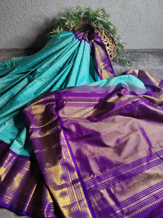 BLUE SILK PURE HANDLOOM KANJIVARAM SAREE