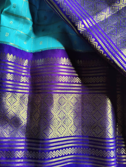 BLUE SILK PURE HANDLOOM KANJIVARAM SAREE