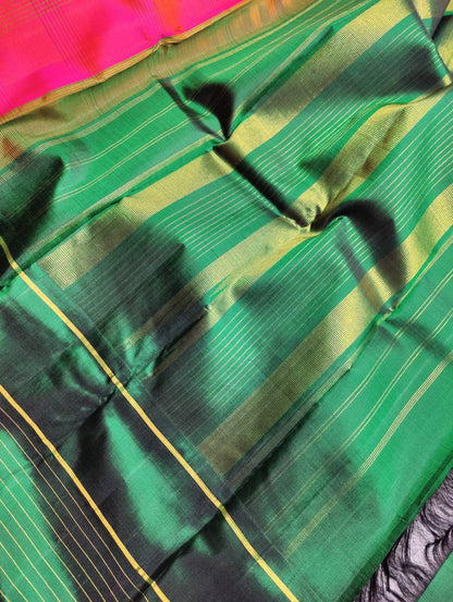 CORAL PINK SILK PURE HANDLOOM KANJIVARAM SAREE