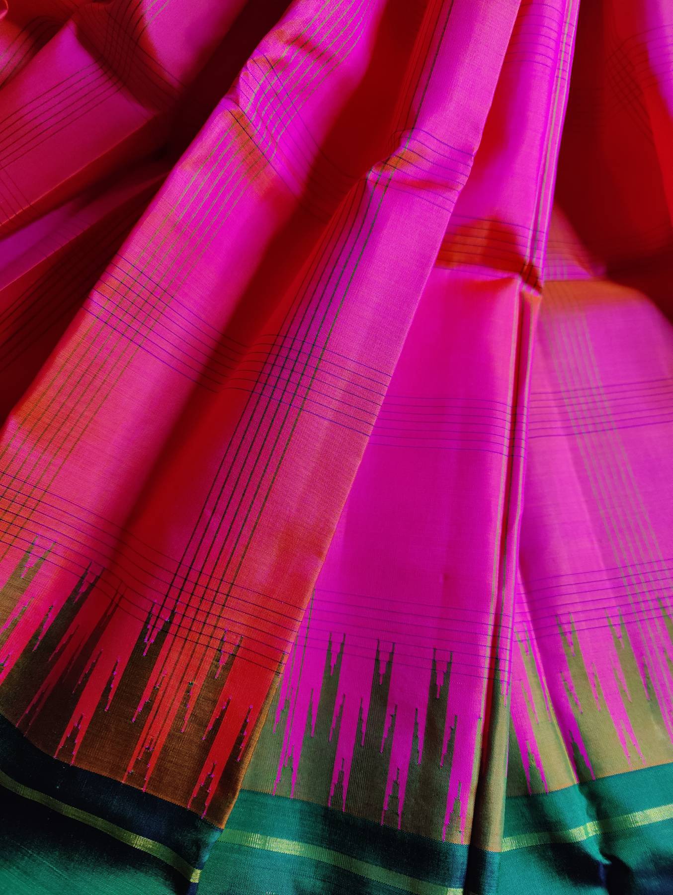 CORAL PINK SILK PURE HANDLOOM KANJIVARAM SAREE