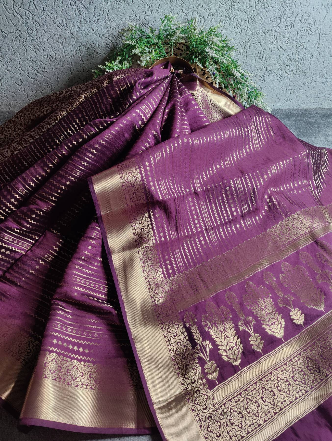 WINE SILK BANARASI SAREE
