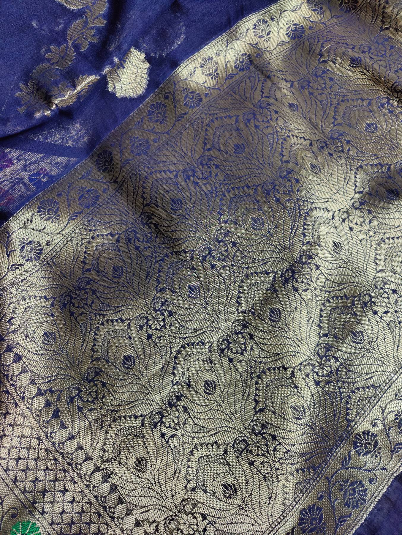 MIDNIGHT BLUE SILK BANARASI SAREE