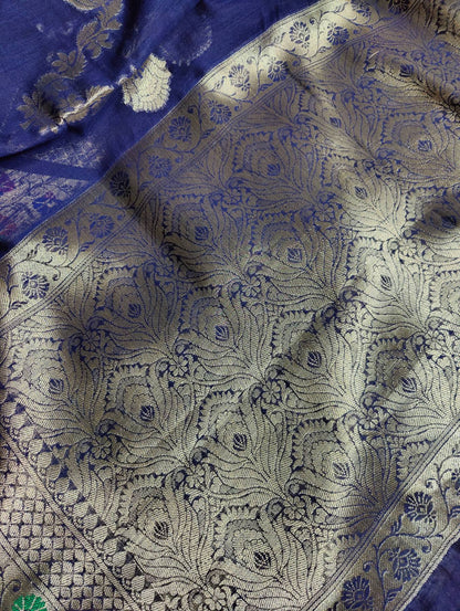 MIDNIGHT BLUE SILK BANARASI SAREE