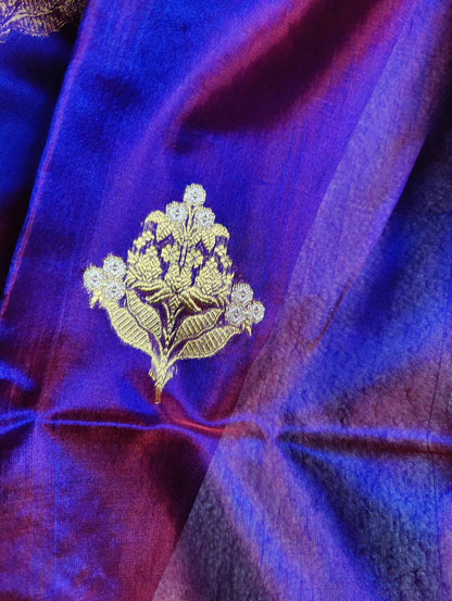 TWO TONE PURPLE SILK PURE HANDLOOM CHANDERI SAREE