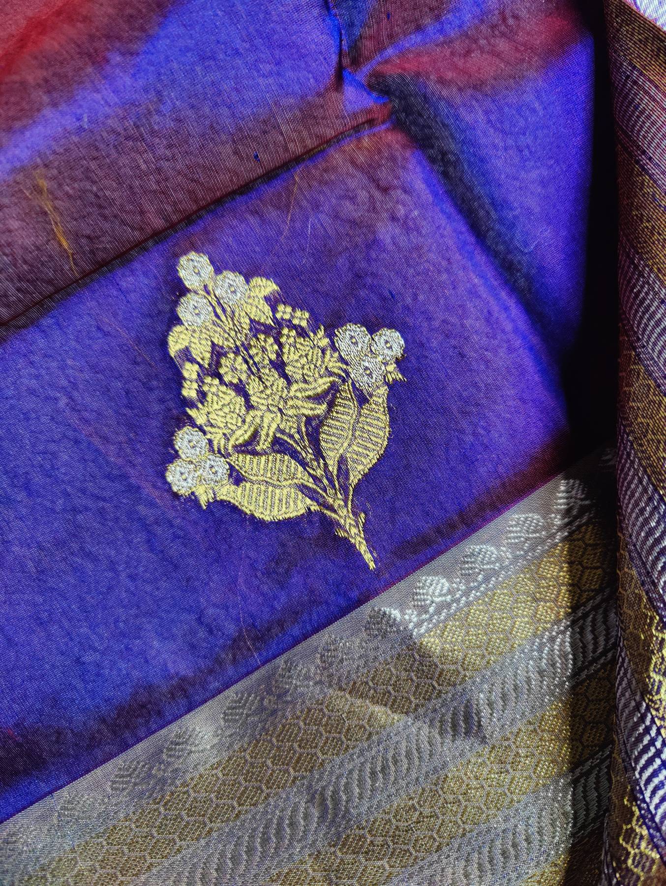TWO TONE PURPLE SILK PURE HANDLOOM CHANDERI SAREE