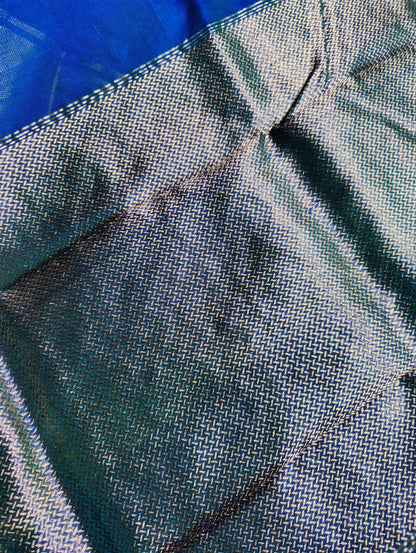 PEACOCK BLUE SILK PURE HANDLOOM CHANDERI SAREE