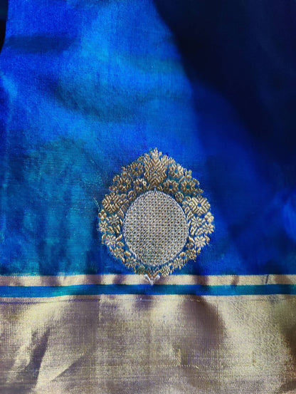 PEACOCK BLUE SILK PURE HANDLOOM CHANDERI SAREE