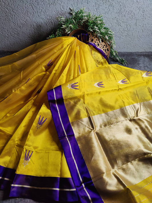 YELLOW SILK PURE HANDLOOM CHANDERI SAREE
