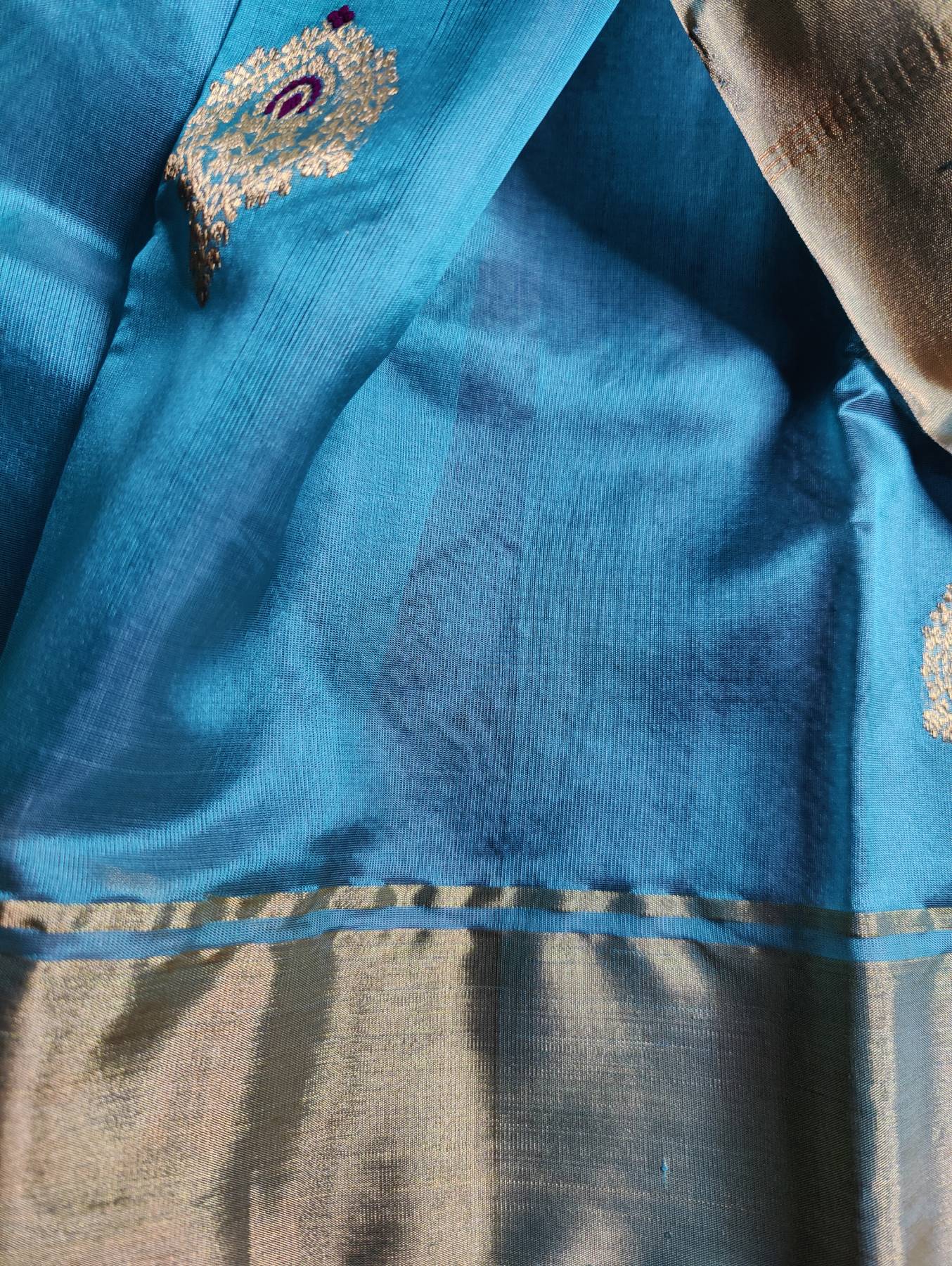SKY BLUE SILK PURE HANDLOOM CHANDERI SAREE