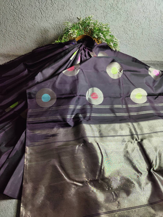 BLACKBERRY SILK PURE HANDLOOM KANJIVARAM SAREE
