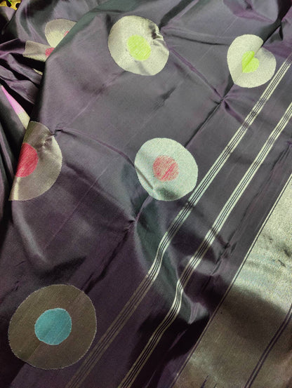 BLACKBERRY SILK PURE HANDLOOM KANJIVARAM SAREE