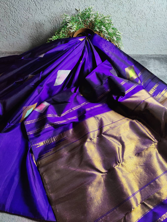 PURPLE SILK PURE HANDLOOM KANJIVARAM SAREE