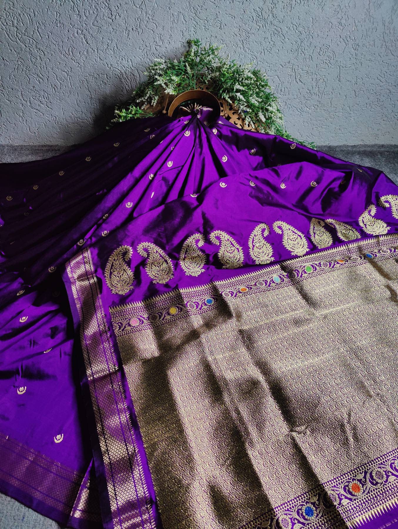 PURPLE SILK PURE HANDLOOM PAITHANI SAREE