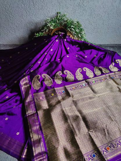 PURPLE SILK PURE HANDLOOM PAITHANI SAREE