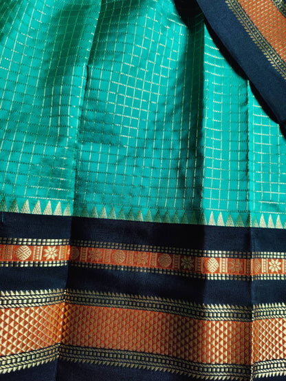 PINE GREEN SILK PURE HANDLOOM IRKAL SAREE