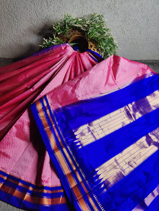 PINK SILK PURE HANDLOOM IRKAL SAREE