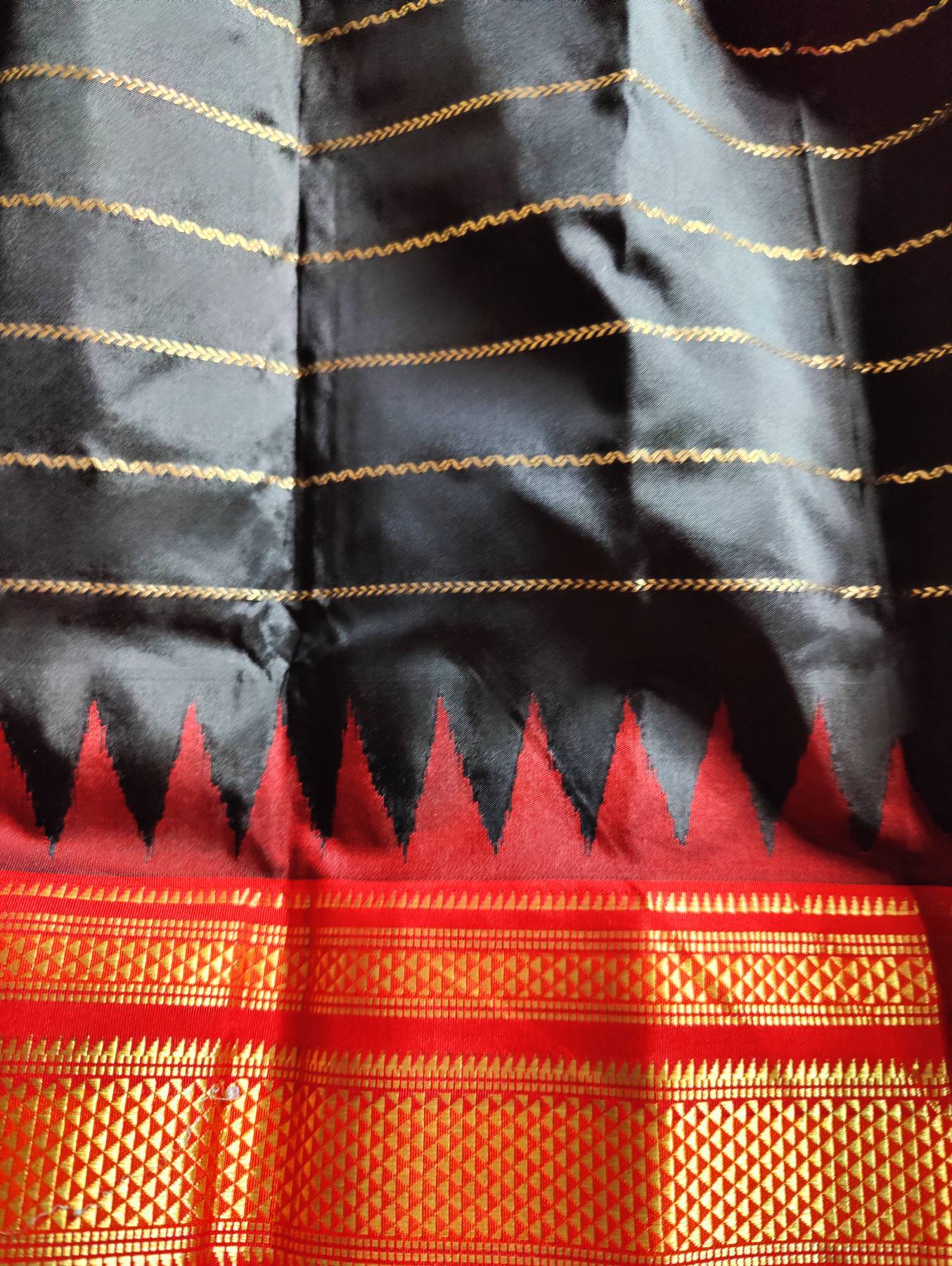 BLACK SILK PURE HANDLOOM  IRKAL SAREE
