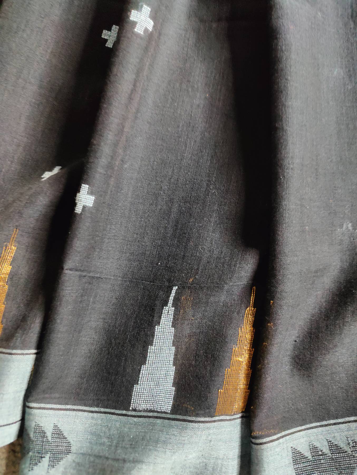 BLACK COTTON PURE HANDLOOM  MUL COTTON SAREE