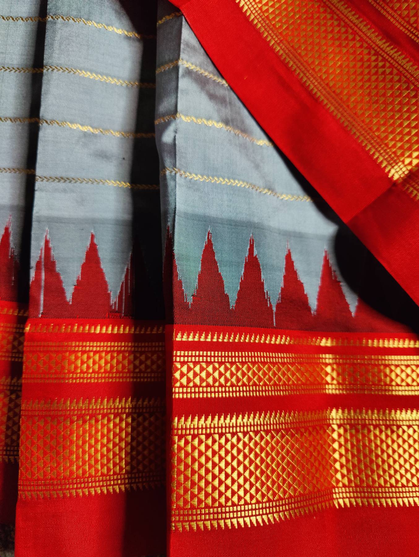 GREY SILK PURE HANDLOOM IRKAL SAREE