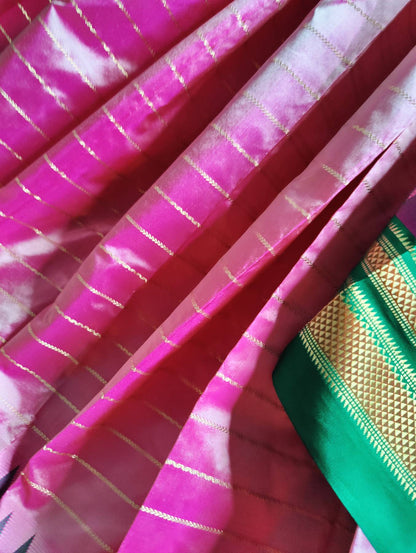 CANDY PINK SILK PURE HANDLOOM IRKAL SAREE