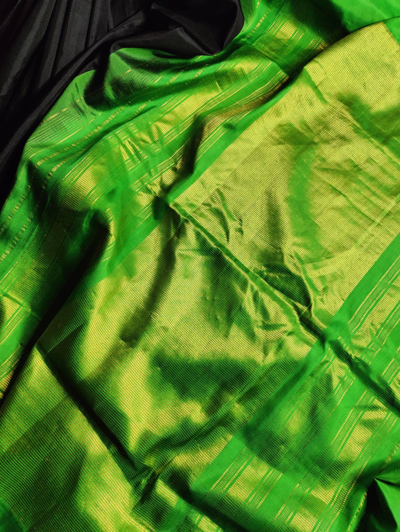 BLACK SILK PURE HANDLOOM GADWAL SAREE