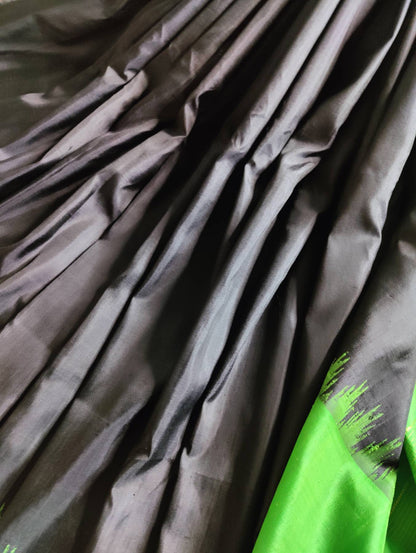 BLACK SILK PURE HANDLOOM GADWAL SAREE