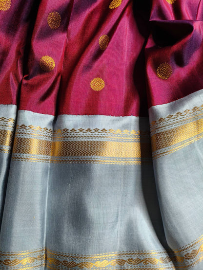 WINE SILK PURE HANDLOOM KANJIVARAM SAREE