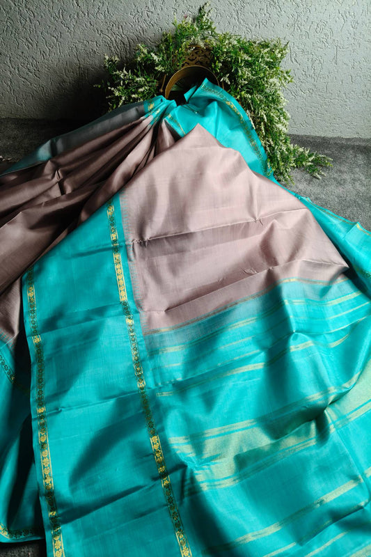 LIGHT MAUVE SILK PURE HANDLOOM KANJIVARAM SAREE
