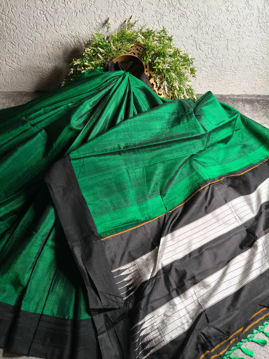 GREEN SICO PURE HANDLOOM IRKAL SAREE