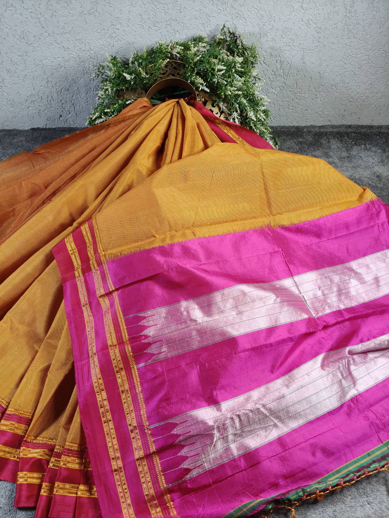 DARK MUSTARD SICO PURE HANDLOOM IRKAL SAREE