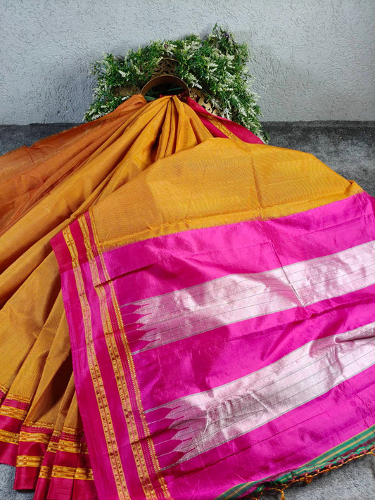 DARK MUSTARD SICO PURE HANDLOOM IRKAL SAREE