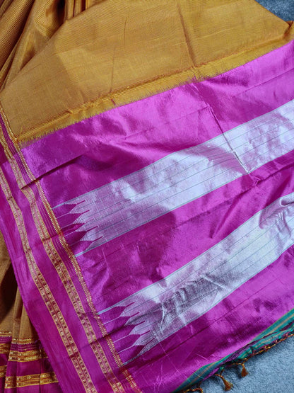 DARK MUSTARD SICO PURE HANDLOOM IRKAL SAREE