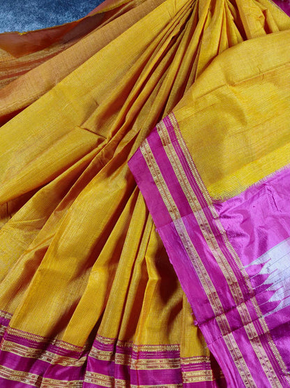 TURMERIC YELLOW SICO PURE HANDLOOM IRKAL SAREE