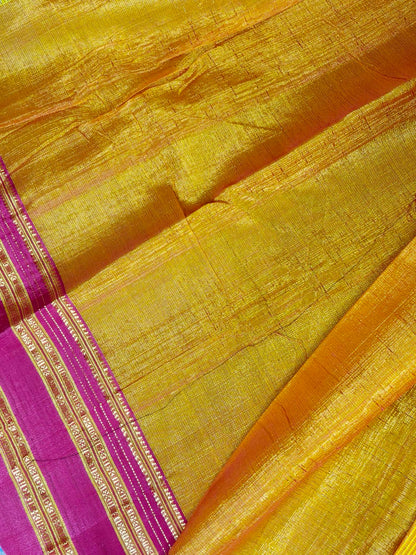 TURMERIC YELLOW SICO PURE HANDLOOM IRKAL SAREE