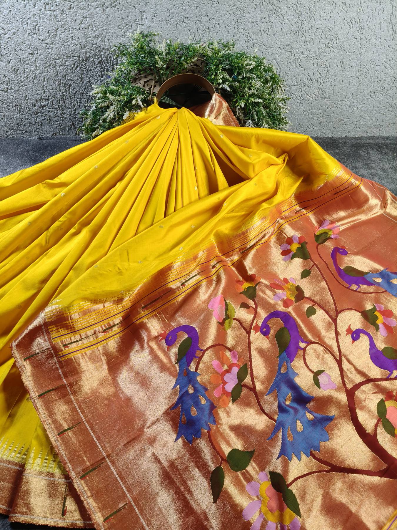 YELLOW SILK PURE HANDLOOM PAITHANI SAREE