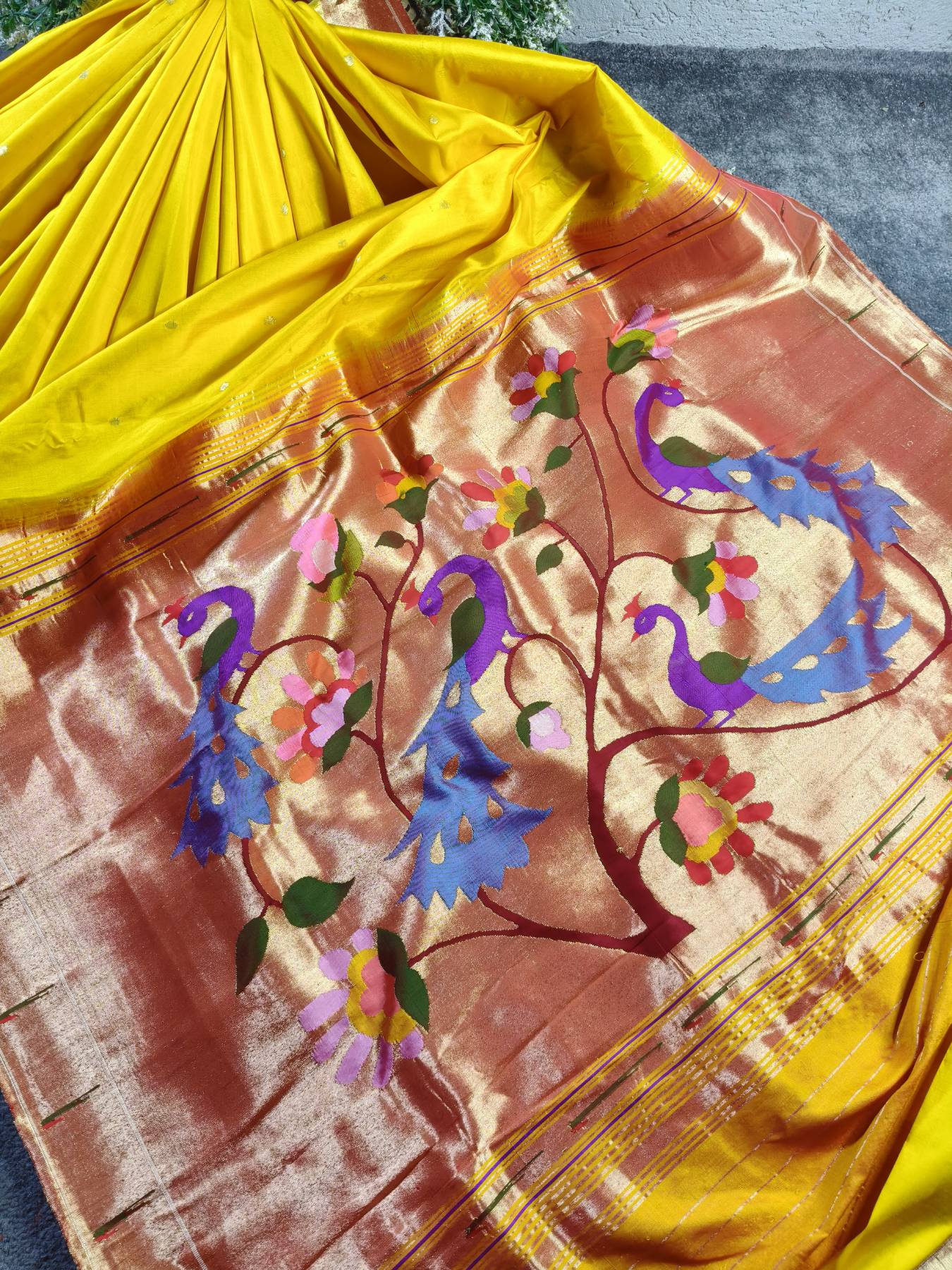 YELLOW SILK PURE HANDLOOM PAITHANI SAREE