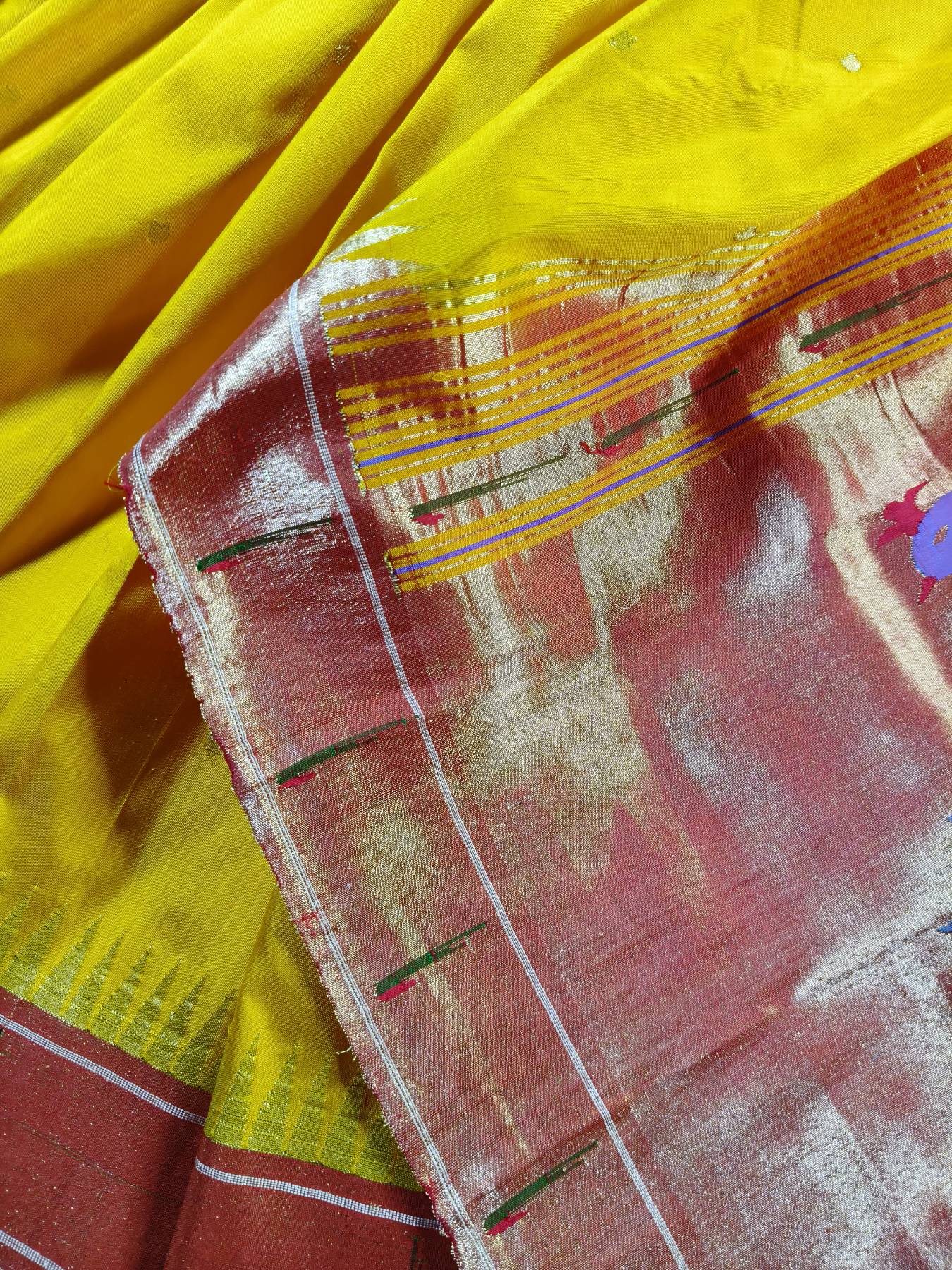 YELLOW SILK PURE HANDLOOM PAITHANI SAREE
