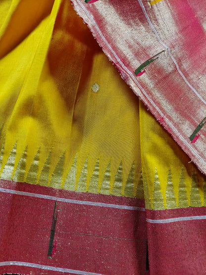 YELLOW SILK PURE HANDLOOM PAITHANI SAREE