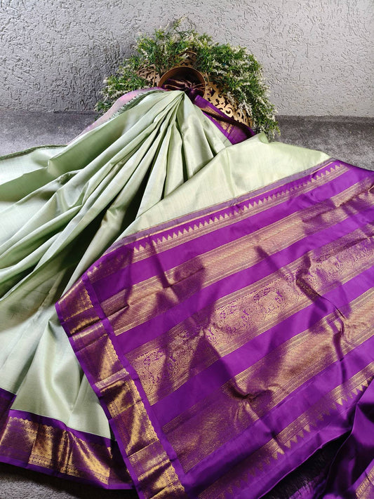 PISTA GREEN SILK PURE HANDLOOM KANJIVARAM SAREE