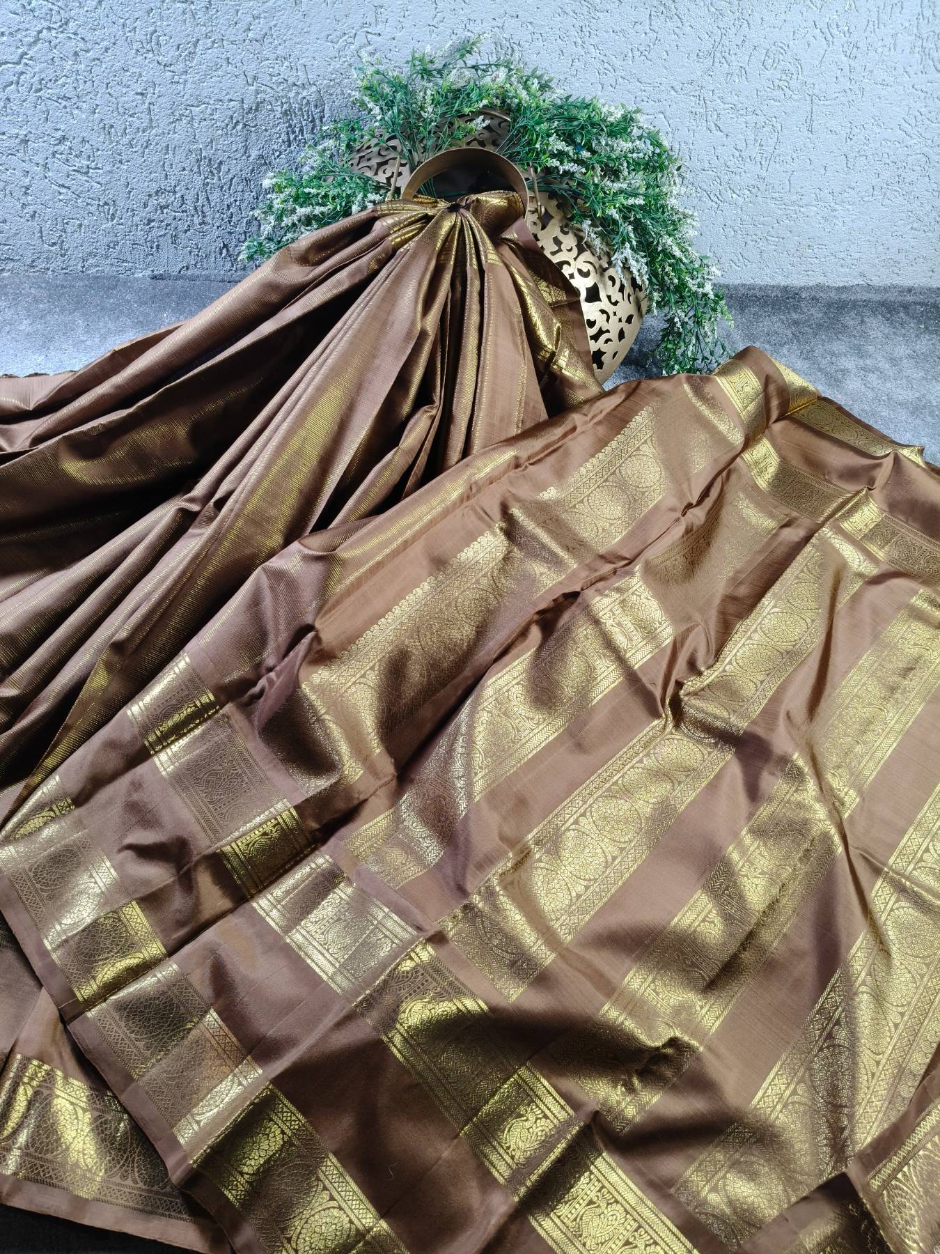 CAPPUCINO BROWN SILK PURE HANDLOOM KANJIVARAM SAREE