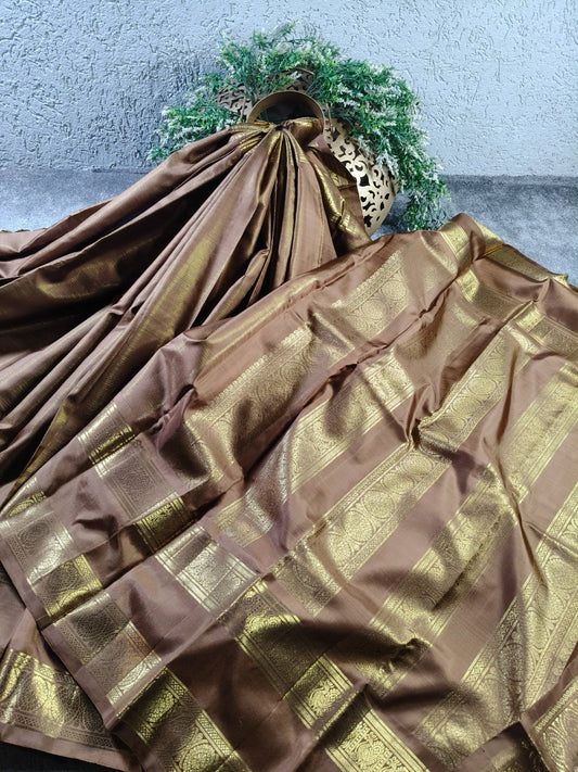 CAPPUCINO BROWN SILK PURE HANDLOOM KANJIVARAM SAREE