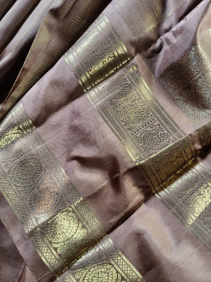 CAPPUCINO BROWN SILK PURE HANDLOOM KANJIVARAM SAREE