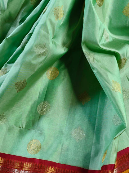 SEA GREEN SILK PURE HANDLOOM GADWAL SAREE