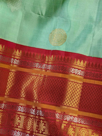 SEA GREEN SILK PURE HANDLOOM GADWAL SAREE