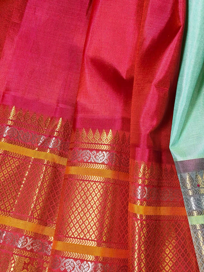 SEA GREEN SILK PURE HANDLOOM GADWAL SAREE