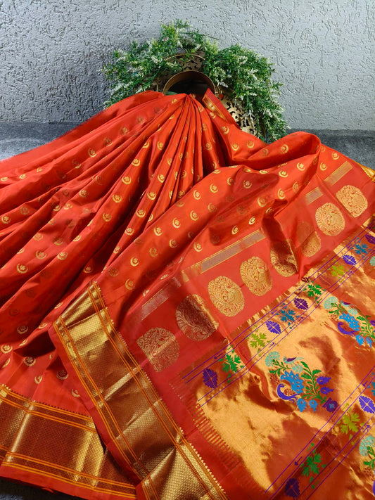 RED SILK PURE HANDLOOM PAITHANI SAREE