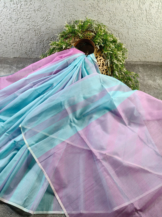 Blue Sico Pure Handloom Maheshwari Saree