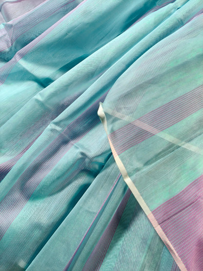 Blue Sico Pure Handloom Maheshwari Saree