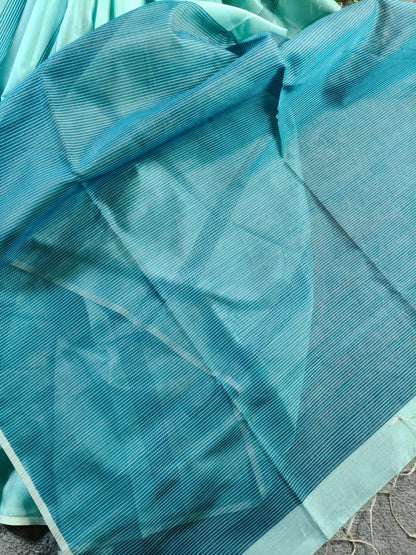 Ice Blue Sico Pure Handloom Maheshwari Saree